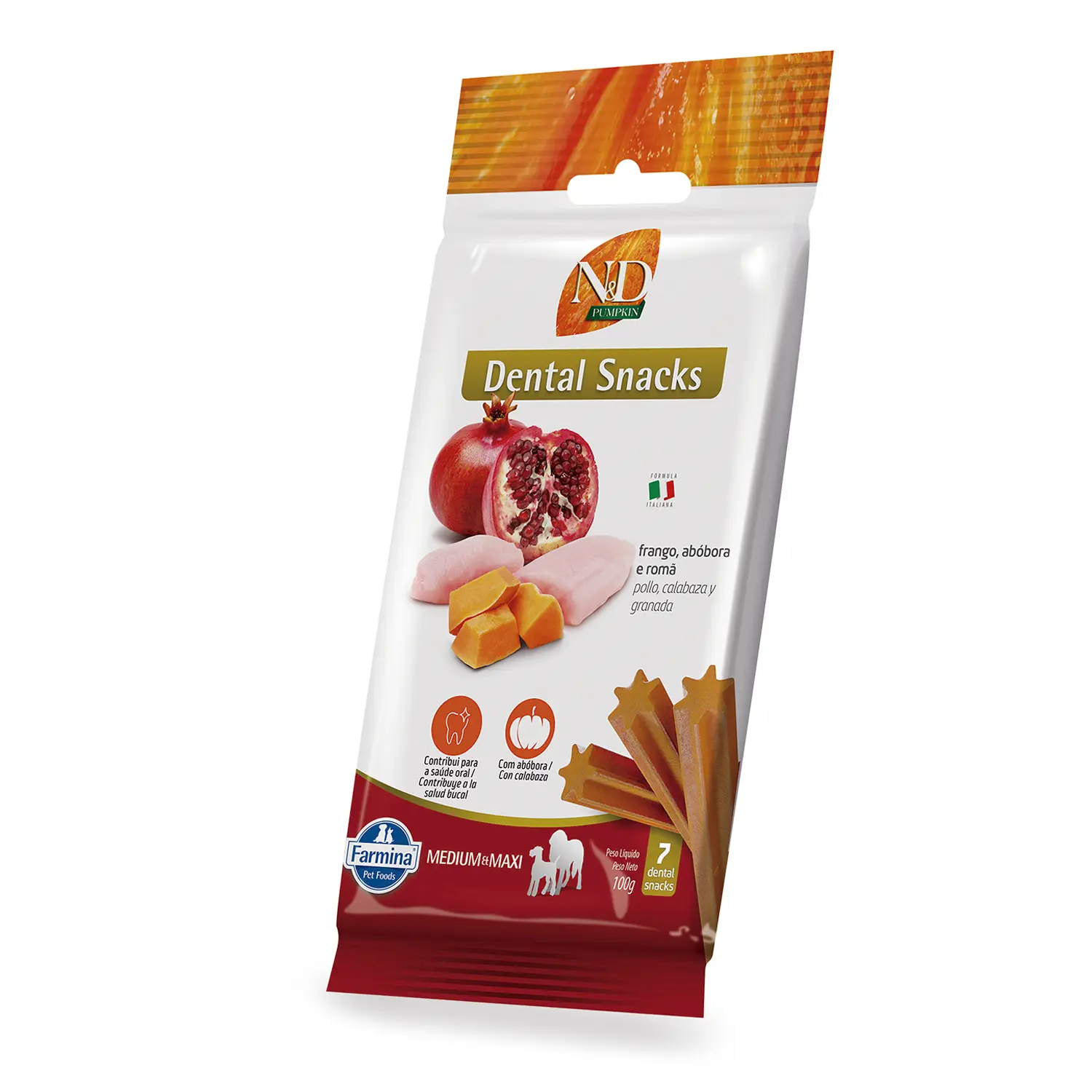 Petisco Dental N&D Pumpkin Cães de Raças Médias e Grandes Frango e Romã
